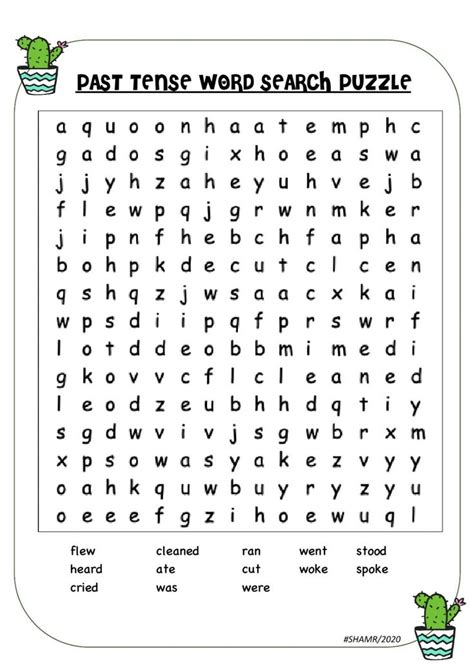 Past Tense Word Search Worksheet Past Tense Tenses Making Sentences