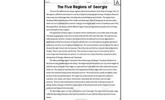 Physical Features Of Georgia Reading Packet By Teach Simple