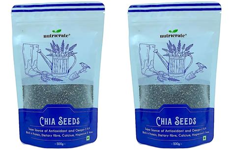 Nutri Crate Chia Seeds For Eating 1kg Omega 3 Fiber Rich Gluten Free Raw Unroasted Organic