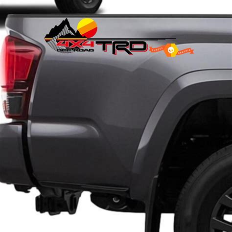 New TRD 4x4 Off Road With Mountains Vintage Sunset Retro Old Style Side