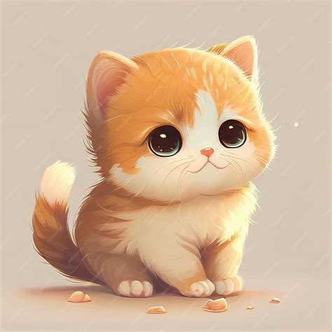 Premium Photo Cute Kitten Character 3d Kawaii Generative Ai