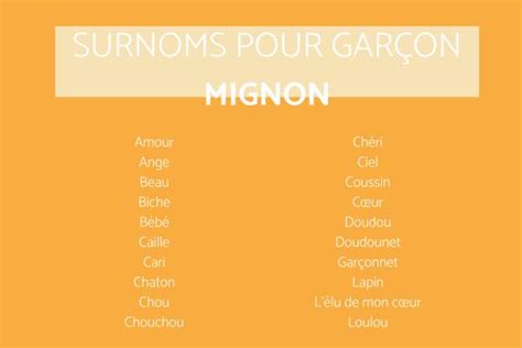 120 surnoms pour GARÇONS Mignons originaux et drôles