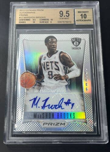 2012 13 Panini Prizm Marshon Brooks Silver Auto 25 Prizms Bgs 9510