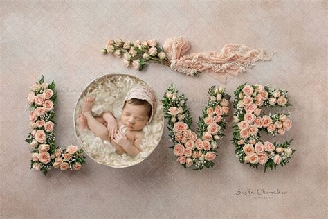 Digital Backdrop Background Newborn Girl Love Love Light Pink Etsy