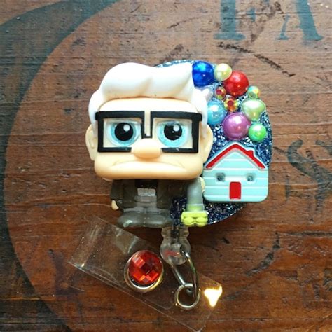 Carl Old Man From Disneys Pixar Up Id Badge Reel Etsy