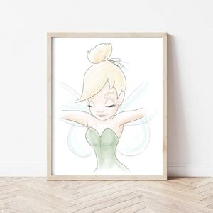 Tinkerbell Watercolor Nursery Wall Art Peter Pan Nursery Art Etsy