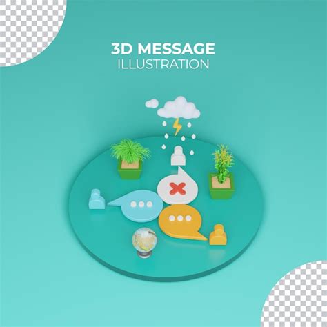 Estado de chat grupal con ilustración de mensaje 3d del concepto de