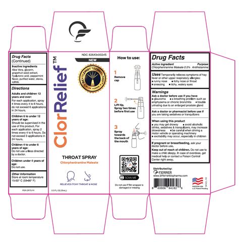 Dailymed Clorrelief Chlorpheniramine Maleate Aerosol Spray