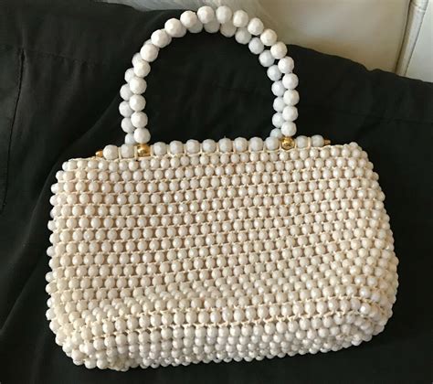 Vintage White Beaded Marcus Brothers Evening Handbagpurseitaly