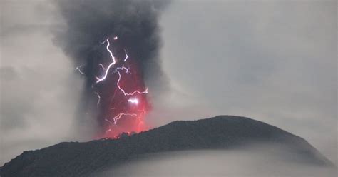 Indonesias Ibu Volcano Erupts Twice Spewing Red Hot Lava