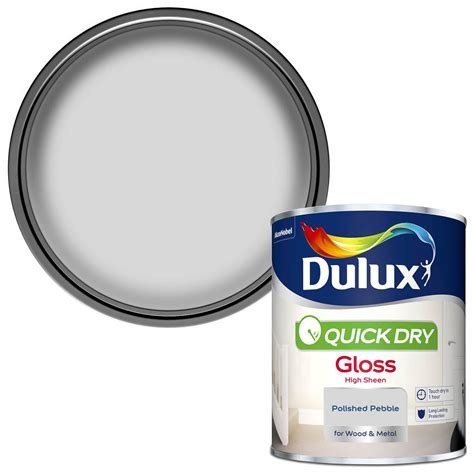 Dulux Quick Dry Gloss Paint Polished Pebble 750ml Paint B M Stores