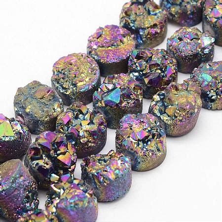 Wholesale Electroplated Natural Druzy Quartz Crystal Bead Strands