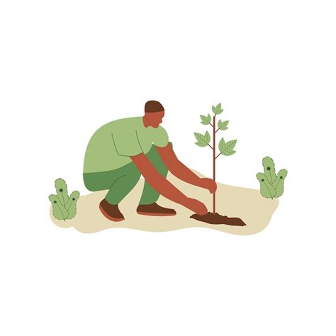 Ilustración vectorial de personas plantando árboles concepto de salvar