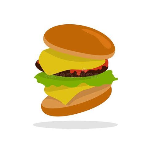 Gamburger Isolated. Hamburger with Meat. Junk Food Stock Vector ...