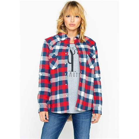 Wrangler Womens Sherpa Lined Boyfriend Flannel Shirt Jacket Red Medium