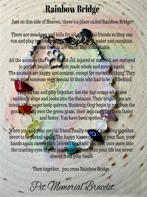 Rainbow Bridge Pet Memorial Bracelet - Etsy