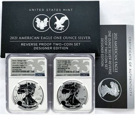 W S Reverse Proof Silver Eagle T Silver Designer Set Ngc Pf