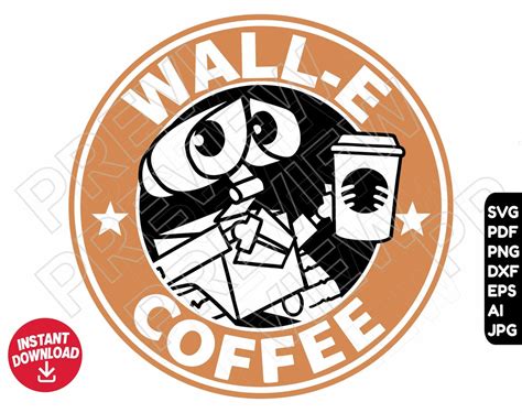 Wall E Coffee Svg Dxf Png Clipart Cut File Layered By Color Etsy