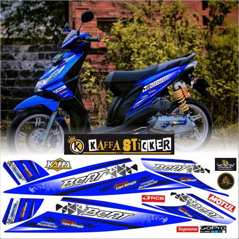 Jual VARIASI POLET MOTIF Striping Beat Karbu Stiker List Body Motor