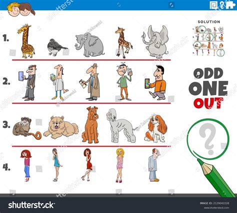 Cartoon Illustration Odd One Out Picture Stock Vector (Royalty Free ...