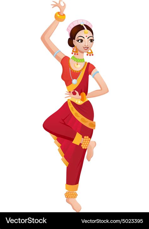 Ethnic Dance Of Cartoon Indian Girl Royalty Free Vector