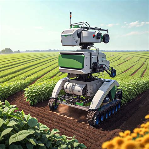 An Aipowered Agricultural Robot Tending To Crops Premium Ai Generated Image