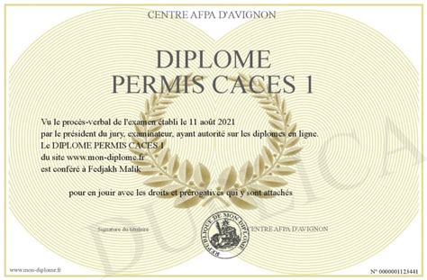 DIPLOME PERMIS CACES 1