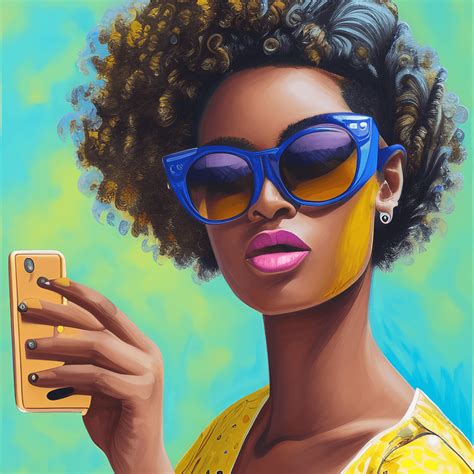 Beautiful African American Woman Wearing Yellow Blouse And Sunglasses