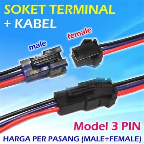 Jual A643 3P Soket Terminal Kabel Jantan Betina Konektor 3 Pin SM