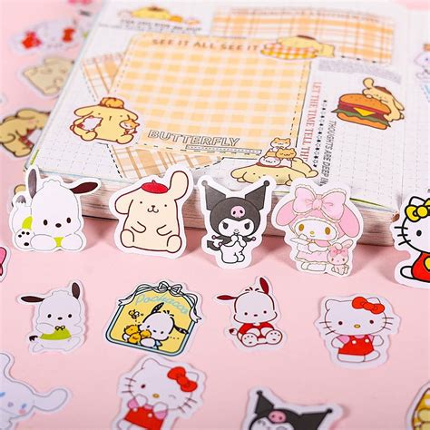 100pcs Sanrio Anime Stickers Kuromi Hello Kitty Cinnamoroll Graffiti Diy Luggage Laptop