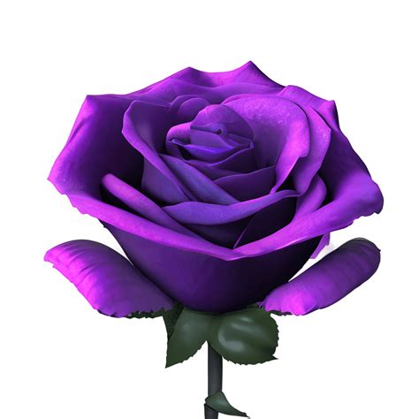 Large Open Purple Rose With Stem Galaxy Filled Glitter Sparkly