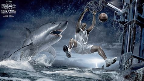 Shaq Dunk On Shark Hd Wall Wallpapers Hd Wall Wallpapers