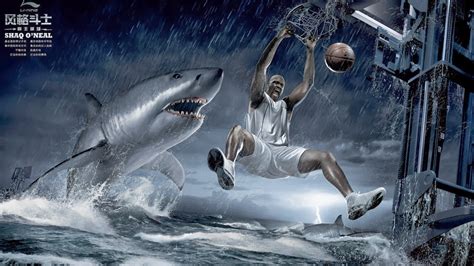 Shaq Dunk On Shark HD Wall Wallpapers - HD Wall Wallpapers