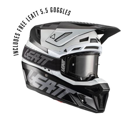 Buy Leatt Motocross Helmet Moto 8.5 V22 Black/White + 5.5 Goggles + Bag ...