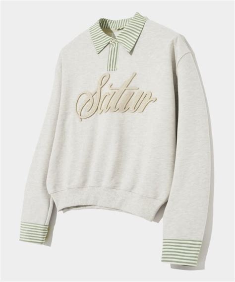 Musinsa Satur Appliqu Logo Cuff Sweatshirt Melange Ivory