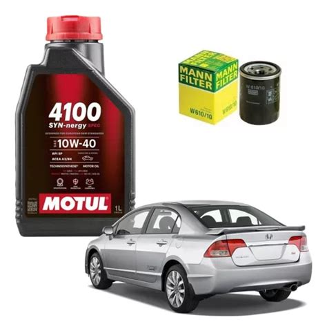 Kit Óleo Motul 10w40 Civic Si 2 0 2007 2008 2009 2010 2011