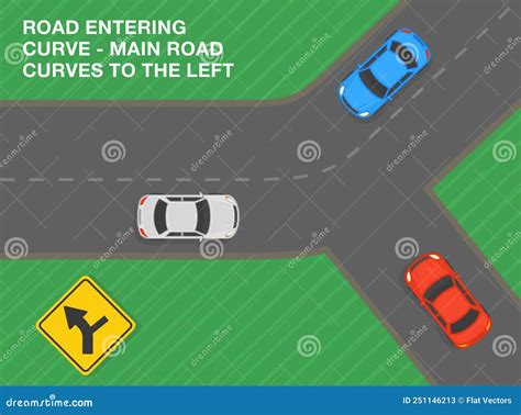 Safe Driving Tips And Traffic Regulation Rules Road Entering Curve