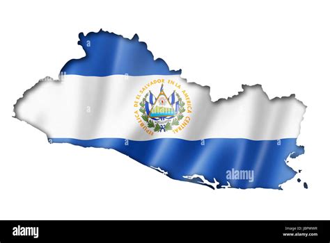 El Salvador Flag Map Three Dimensional Render Isolated On White Stock