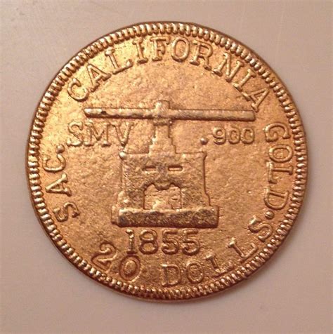 1855 Blake And Co Assayers 20 Dollar California Gold Token 1784418453