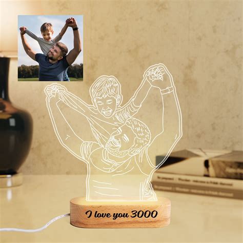 Custom D Photo Lamp Personalized Photo Night Light Line Art Photo