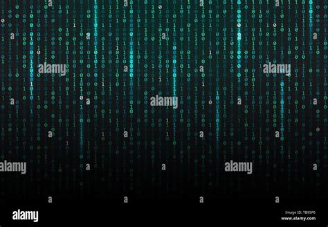 Matrix Background Streaming Binary Code Falling Digits On Dark