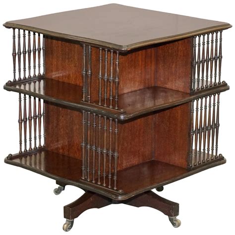 Antique Restored Victorian Burr Walnut Library Revolving Book Table Bookcase For Sale At 1stdibs