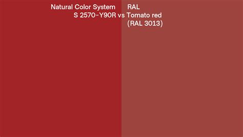 Natural Color System S 2570 Y90r Vs Ral Tomato Red Ral 3013 Side By