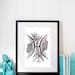 Zodiac Sign Pisces Print From Original Design And Drawing Wall Decor