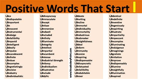 Positive Words That Starting With I Archives Vocabulary Point