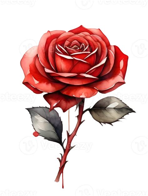 Ai Generated Water Color Red Rose On Png Background 35589279 Png