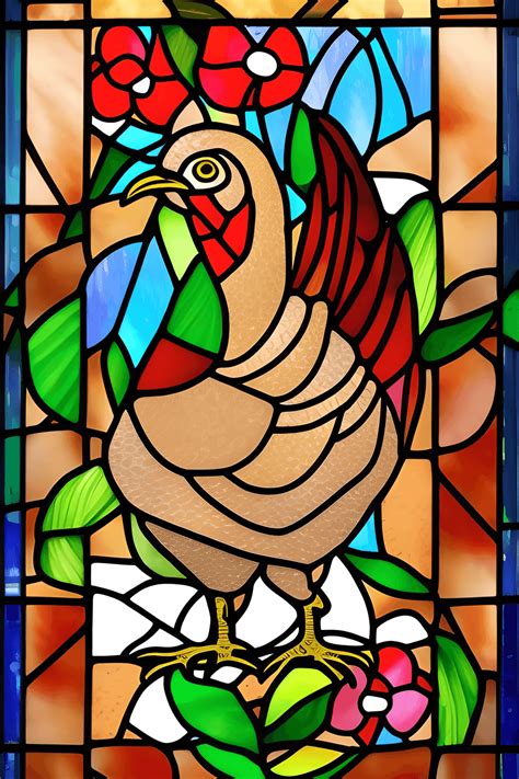 Chicken Stained Glass Window Graphic · Creative Fabrica