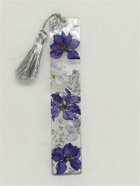 Purple Floral Bookmark With Silver Accents Comes In 2 Etsy