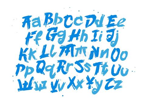 Alfabeto Vectorial Azul En Fondo Blanco Letras Mayúsculas Y Minúsculas