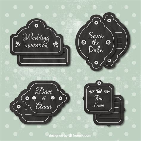 Colecci N Vintage De Etiquetas De Boda Vector Gratis